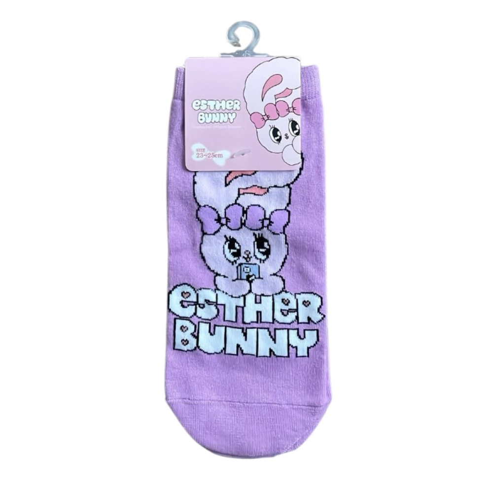 Esther Bunny Purple Graphic Socks Size 23- 25 cm New with Tag
